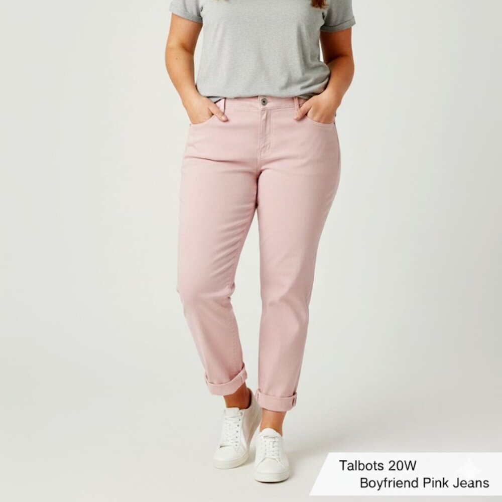 Talbots 20W Pink Boyfriend Jeans Plus Size Stretch Casual